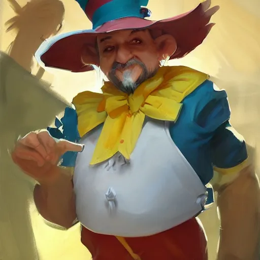 Image similar to greg manchess portrait painting of tweedles from alice in wonderland as overwatch character, medium shot, asymmetrical, profile picture, organic painting, sunny day, matte painting, bold shapes, hard edges, street art, trending on artstation, by huang guangjian, gil elvgren, ruan jia, randy vargas, greg rutkowski