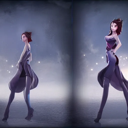 Image similar to concept art of a beautiful girl, t pose, unreal engine render