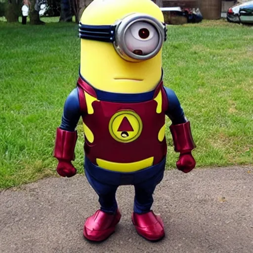 Image similar to a minion as Iron man