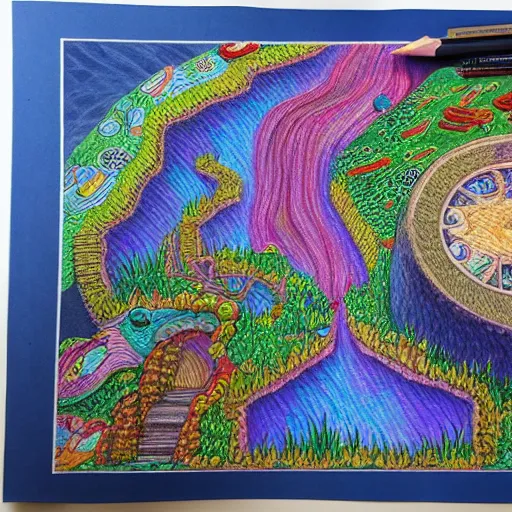 Prompt: Colored pencil art on paper, Terraria, hyper detailed, artstation, MasterPiece, Award-Winning, Caran d'Ache Luminance