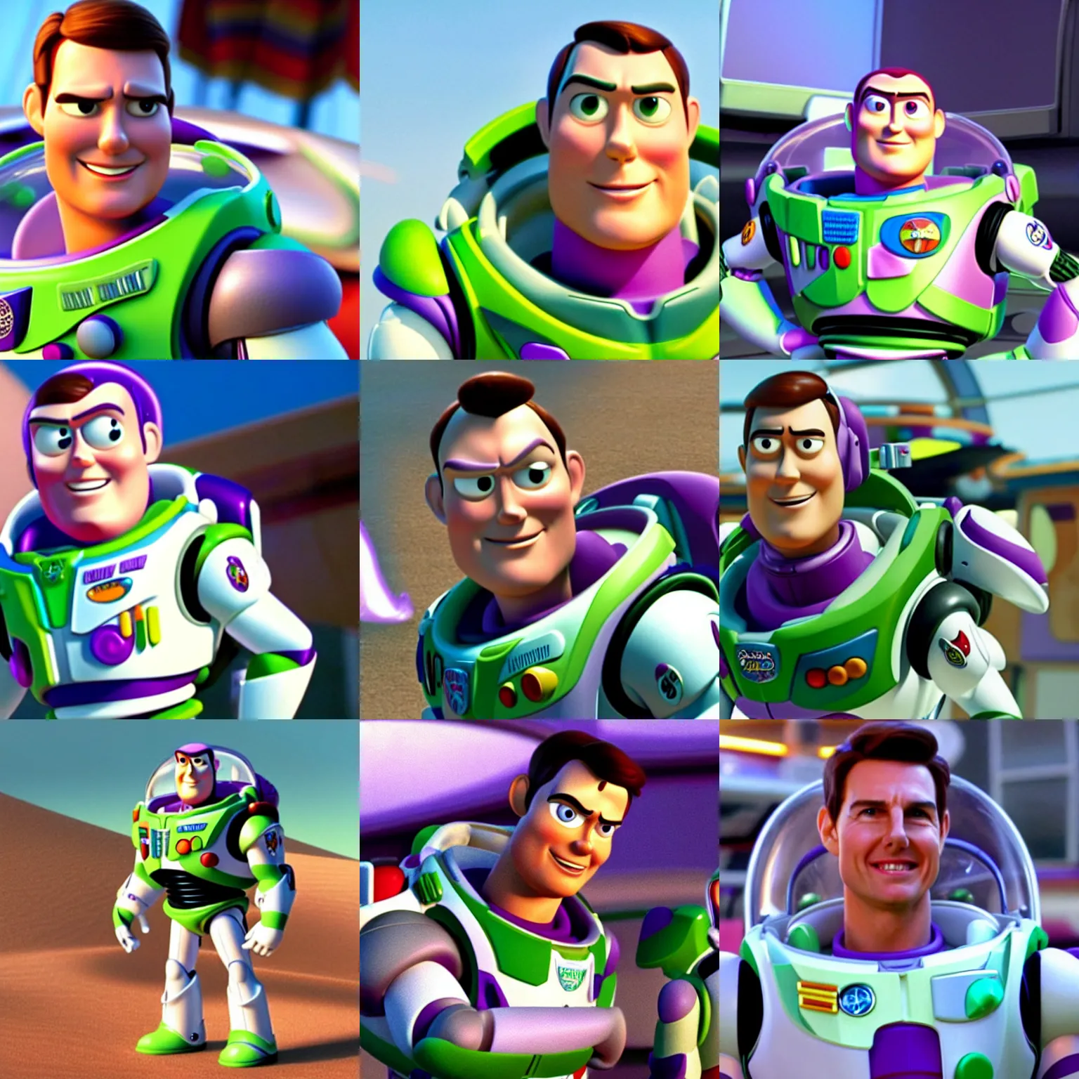 Prompt: movie still of tom cruise as buzz lightyear in toy story