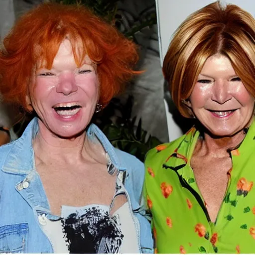 Image similar to Carrot Top and Martha Stewart are twins, selfie, shot on iphone, 10k likes on Twitter, having fun, high fidelity image