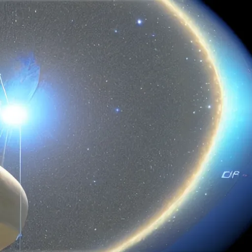 Image similar to an artist's rendering of a coconut satellite in space, a digital rendering by carl eugen keel, featured on cg society, space art, redshift, anamorphic lens flare, reimagined by industrial light and magic