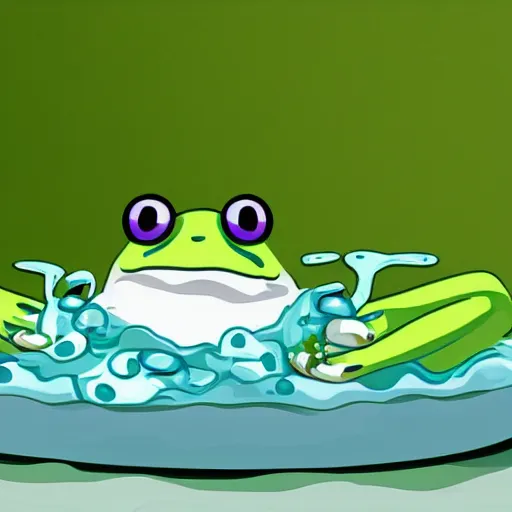 Image similar to frog drowning in yogurt ( not sus )