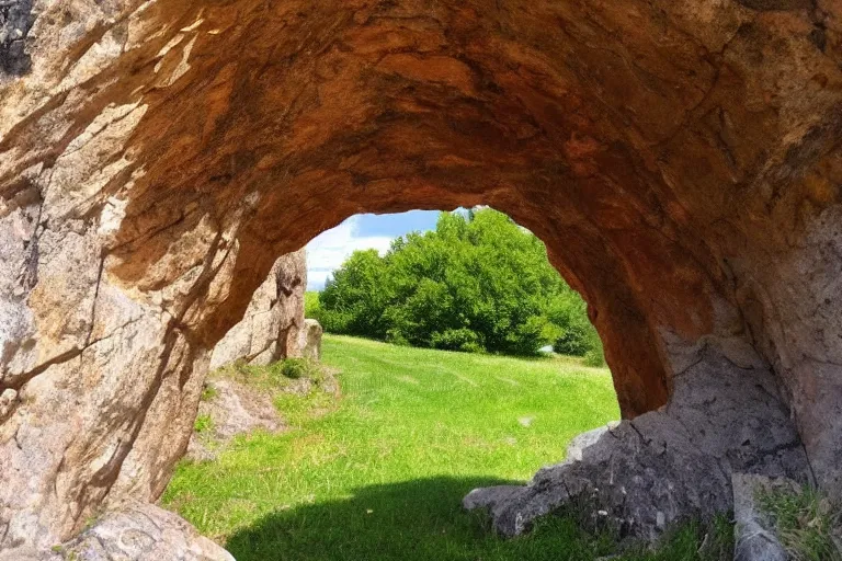 Image similar to 📷 A beautiful looking nature scene seen through an natural arch of stone ✨