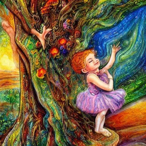 Image similar to a painting of a child and a tree, a storybook illustration by josephine wall, deviantart, metaphysical painting, storybook illustration, detailed painting, whimsical