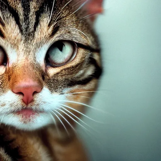 Prompt: closeup portrait of a cat crying thumbs up, natural light, sharp, detailed face, magazine, press, photo, steve mccurry, david lazar, canon, nikon, focus