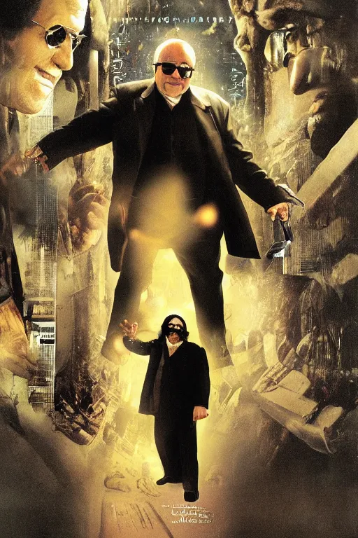 Prompt: Danny DeVito in film matrix 4k,