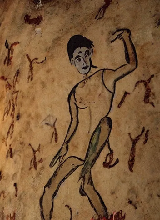 Prompt: a cave painting of filthy frank