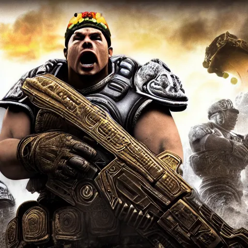 Prompt: King Koopa in Gears of War, highly detailed, high quality, HD, 4k, 8k, Canon 300mm, professional photographer, 40mp, lifelike, top-rated, award winning, realistic, sharp, no blur, edited, corrected, trending
