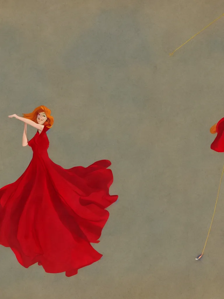 Image similar to red flowing dress on hanger swaying in the wind by disney concept artists, blunt borders, rule of thirds, golden ratio, godly light