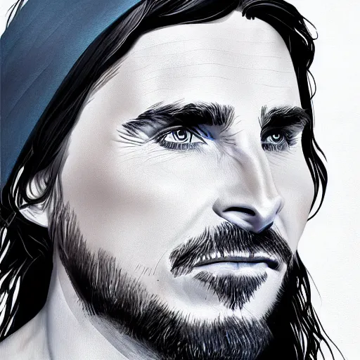 Image similar to Christian Bale, Digital painting, Highly detailed, colour