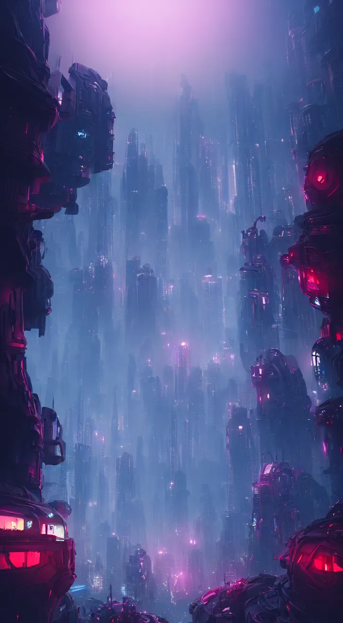 Prompt: the call of the abyssal void, futuristic cityscape, vivid colorful lighting, unreal 5 render, studio ghibli, digital art, octane render, beautiful composition, trending on artstation, award winning photograph, masterpiece