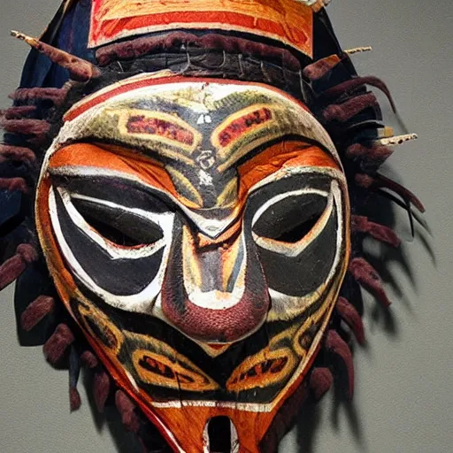 Image similar to a mask of a shaman and a jaguar