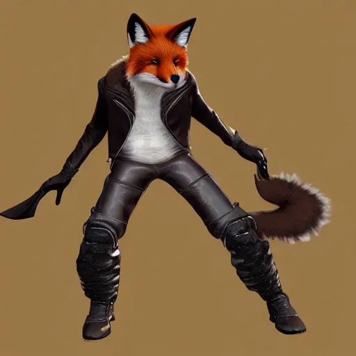 Prompt: fox wearing leather pants, fursona furry art artstation