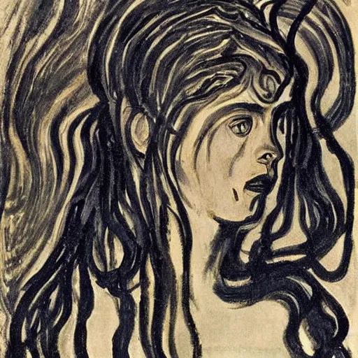 Image similar to Medusa by Edvard Munch