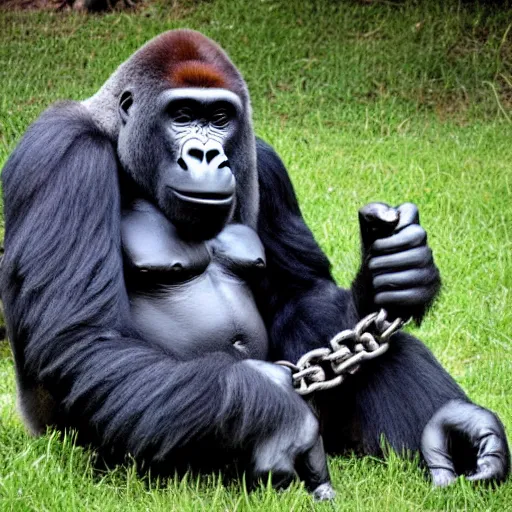 Prompt: gorilla with chainguns for arms