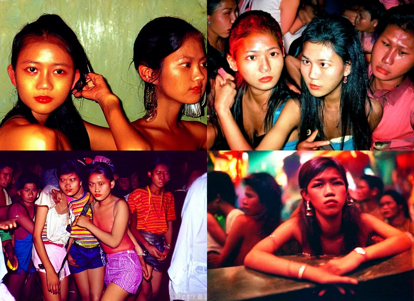 Image similar to A girl in the Nightclubs in Indonesia, 90's professional color photograph.