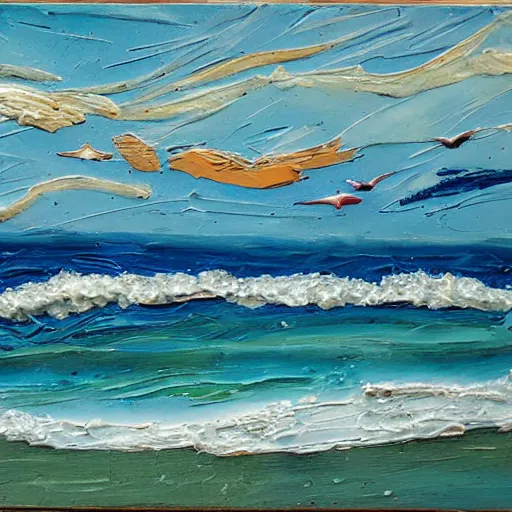 Heavy Impasto Painting Seascape Wall Art Coastal Palette Knife Painting  Thick Acrylic Painting Thick Paint Acrylic Ocean Art 