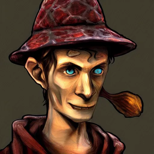 Image similar to Chawick the Fail Wizard, a young scrawny man in ragged and stained wizard's robes and hat. 8k resolution, full-length portrait, digital painting, fantasy art.