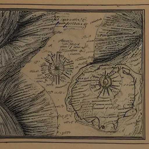 Prompt: technical drawing of a ointment based on tears, beautiful design, adorned, delicate, old book, detailed map, notes, scribbles, old paper