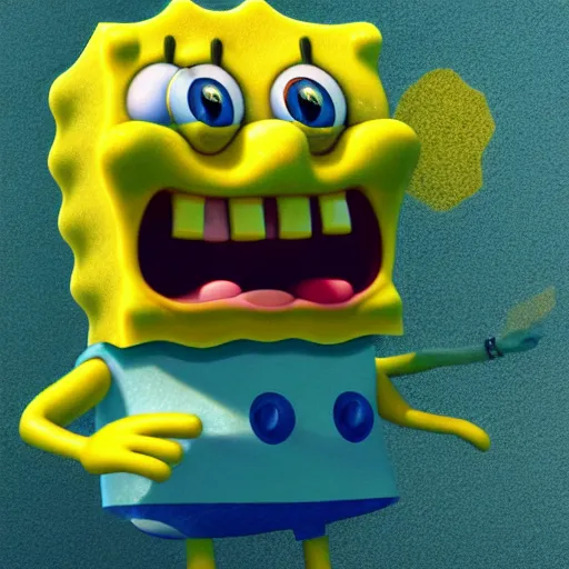 Image similar to realistic sponge bob as human face highly detailed, intricate, sharp focus, digital art, 8 k