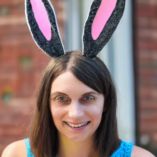 Prompt: bunny ears on a person