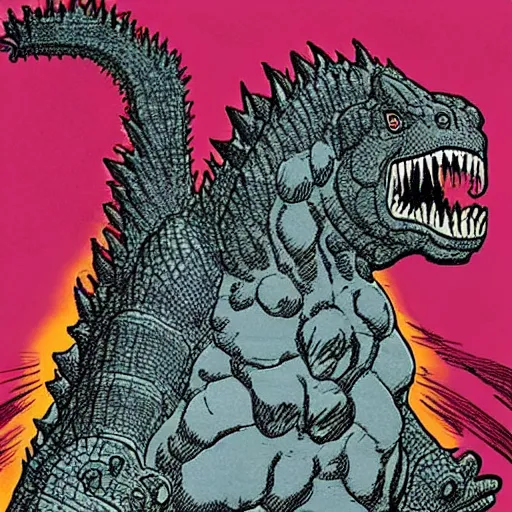 Prompt: “ Godzilla drawn by Jack Kirby”