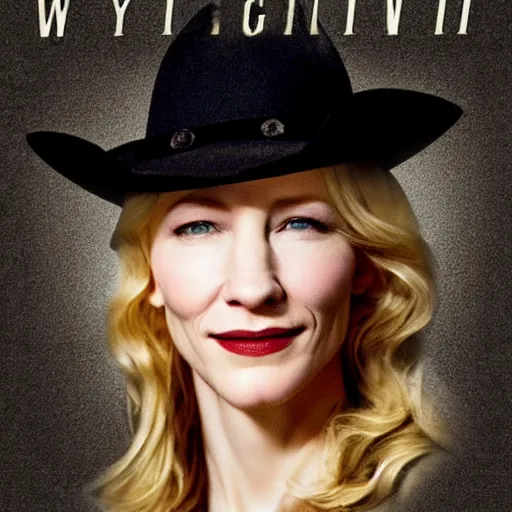 Image similar to wanted outlaw poster of cate blanchett,