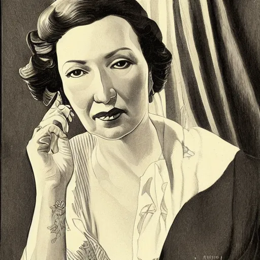 Image similar to portrait of write clarice lispector, by j. c. leyendecker