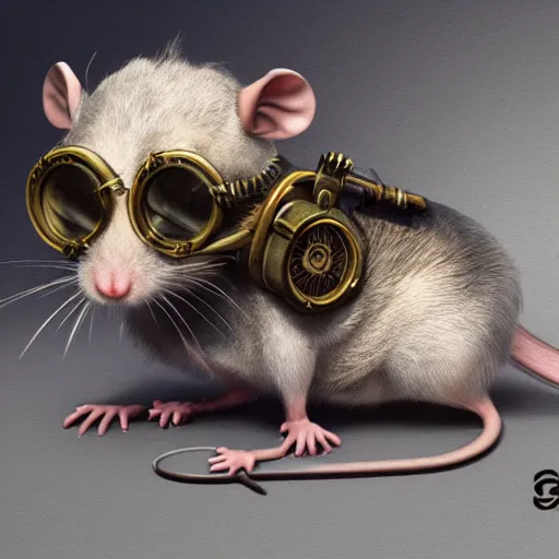 Image similar to a rat with steampunk googles, by CGSociety