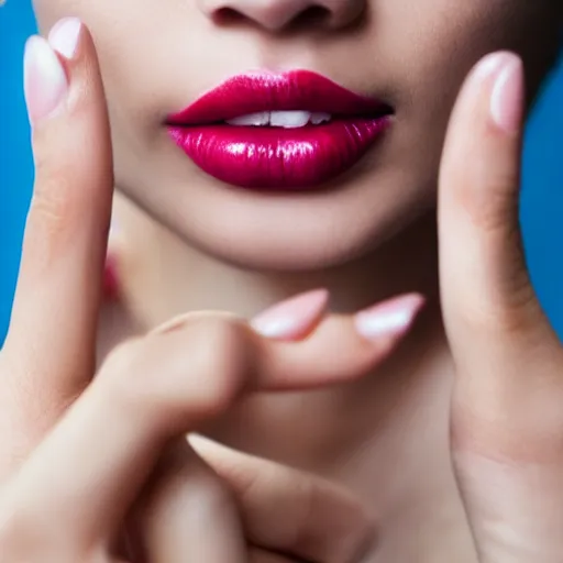 Image similar to fingers holding lipstick