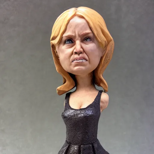 Prompt: realistic bobble head portrait sculpture of angry girl angel