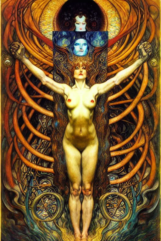 Image similar to Divine Chaos Engine by Karol Bak, Jean Delville, William Blake, Gustav Klimt, and Vincent Van Gogh, symbolist, visionary