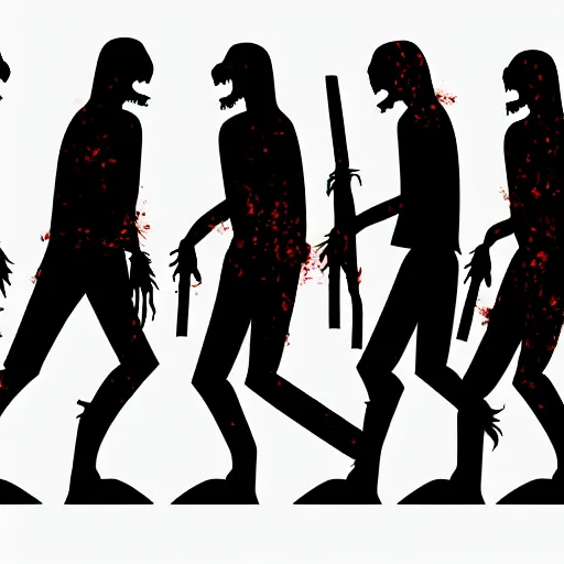 Image similar to a zombie horde, silhouette illustration