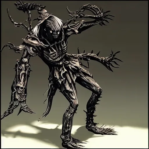 Image similar to The Shadowlord from Nier Replicant fighting the machine life forms, highly detailed, realistic, tragic