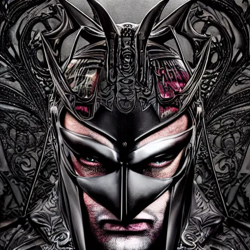 Image similar to matte metal batman batman batman android, ((dark fantasy)), dark, moody, broody, evil :: by Martine Johanna and and (Chie Yoshii) and Casey Weldon and Guillermo del toro :: ornate, dynamic, particulate, rich colors, intricate, elegant, highly detailed, centered, artstation, smooth, sharp focus, octane render, 3d