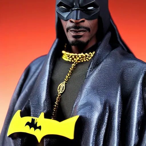 Prompt: statue of snoop dog as batman by hot toys