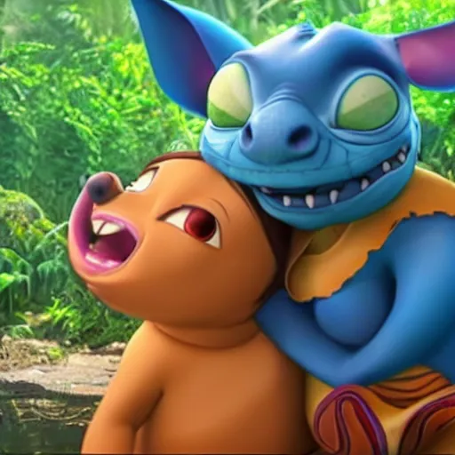 Prompt: live action disney lilo and stitch, 8k resolution, full HD, cinematic lighting, award winning, anatomically correct