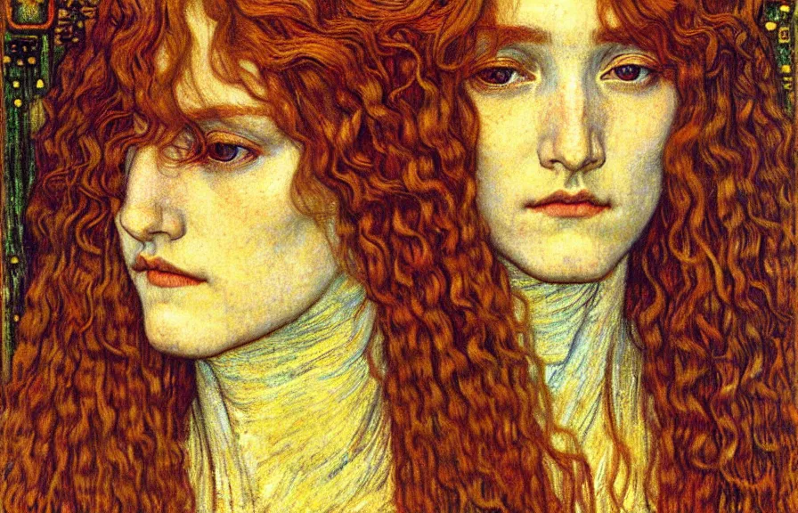 Image similar to detailed realistic beautiful young medieval queen face portrait by jean delville, gustav klimt and vincent van gogh, art nouveau, symbolist, visionary, gothic, pre - raphaelite, muted earthy colors, desaturated