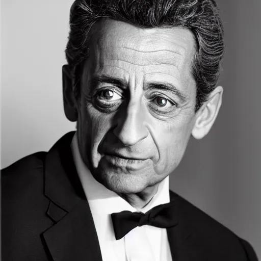 Prompt: hyper realistic and detailed vintage portrait photo of Nicolas Sarkozy, by Annie Leibovitz, Leica SL2 50mm HD unreal engine