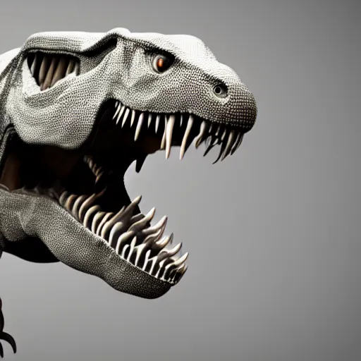 Prompt: 3d render, of a t-rex, white background, portrait, 8k, high resolution