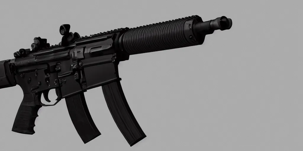 Image similar to m4 carbine, black, scifi, studio lighting, chromatic aberration, concept design art