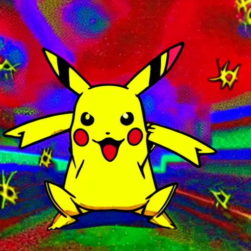 Prompt: psychedelic pikachu