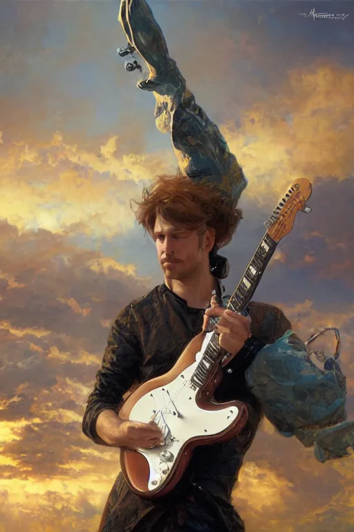 Prompt: fender guitar lost in the space, detailed, 8 k, trending on artstation, smooth, sharp focus artwork by mark arian, artgerm, mark keathley, greg rutkowski and alphonse mucha