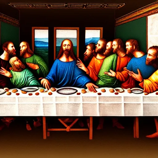 Image similar to the last supper but everyone is jeremy paxman