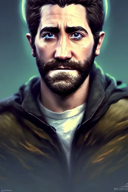 Prompt: portrait of jake gyllenhaal rendered in unreal engine 5, by wlop, greg rutkowski, and peter mohrbacher, 3 d, extremely detailed shading, concept art, character design, trending on artstation, unreal engine 5, octane render, atmosphere, glow, cinematic lighting, full of color