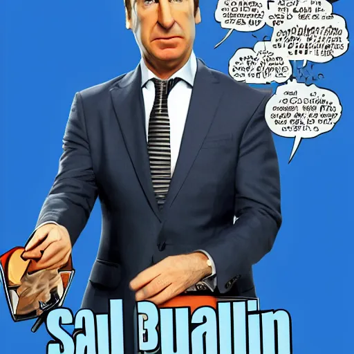 Prompt: Saul Goodman staring 3D meme on blue background