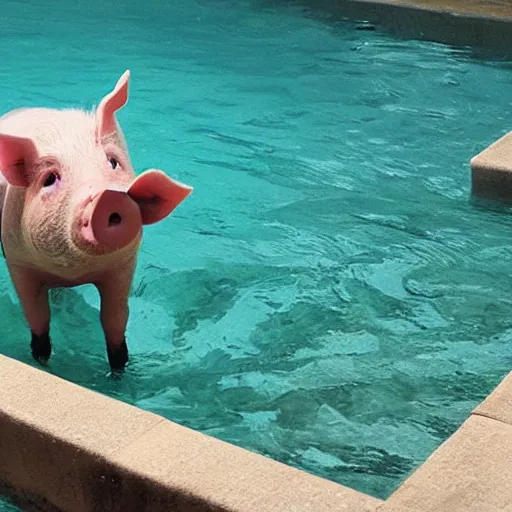 Prompt: pig swimming