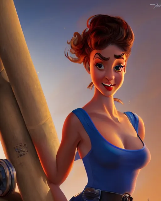 Prompt: charming young woman mechanic character portrait, by don bluth, sci - fi environment, highly detailed, dynamic shadows, 4 k, wallpaper - 1 0 2 4